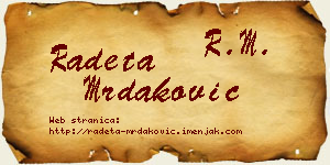 Radeta Mrdaković vizit kartica